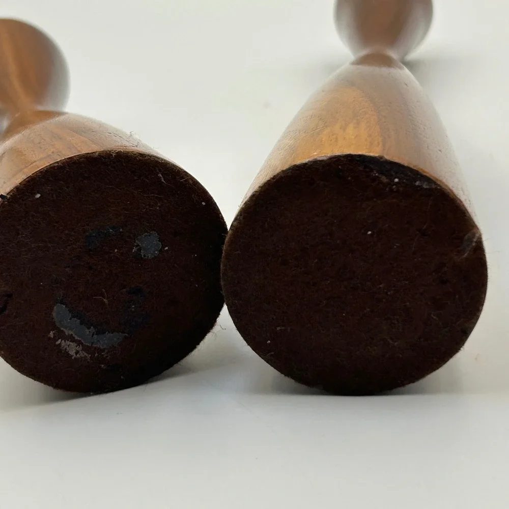 Vintage MCM Rude Osolnik Walnut Hourglass Candlesticks Graduated Set of 4 Modern